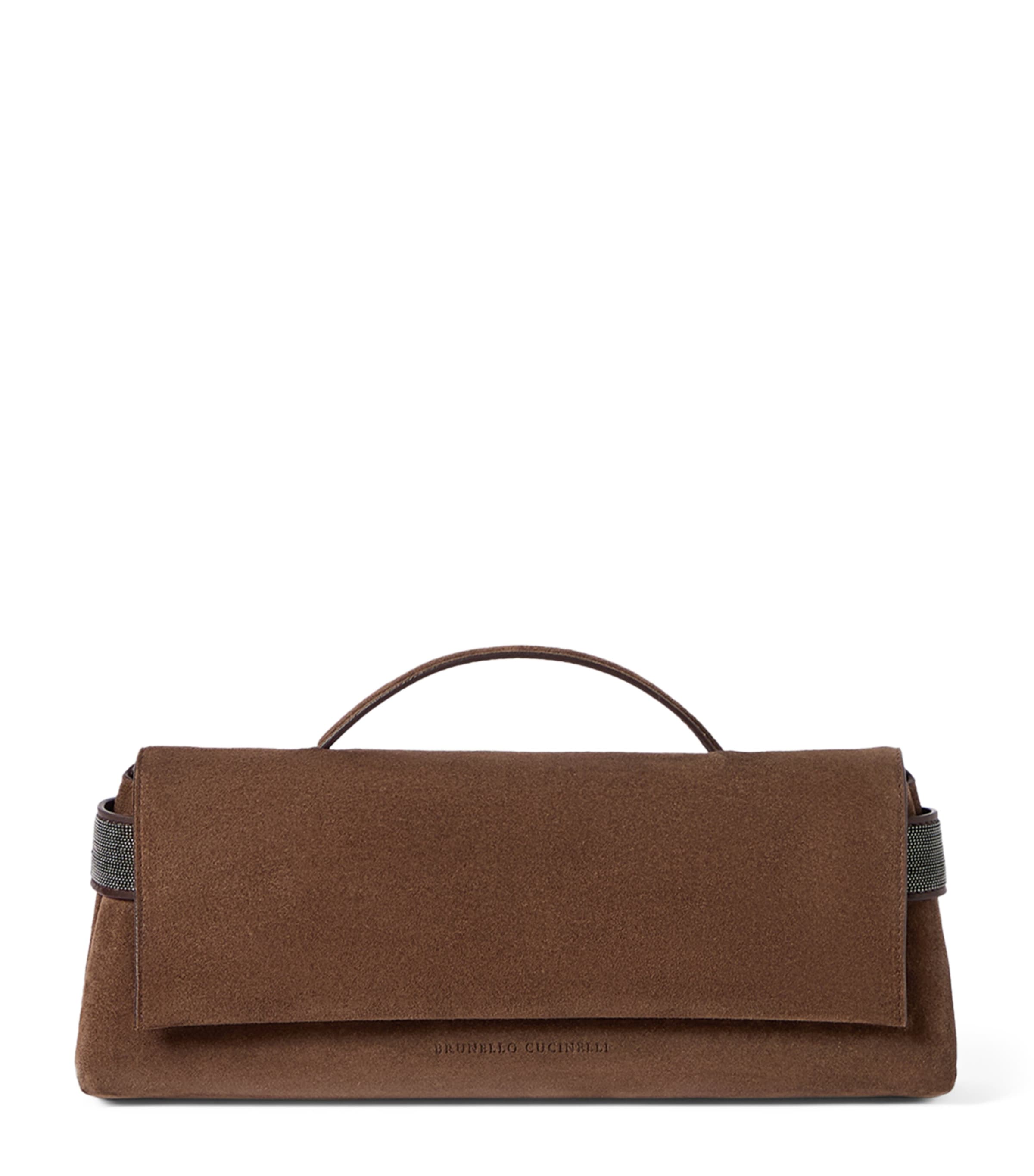 Brunello Cucinelli Suede Essence Flap Top-Handle Bag Image 1