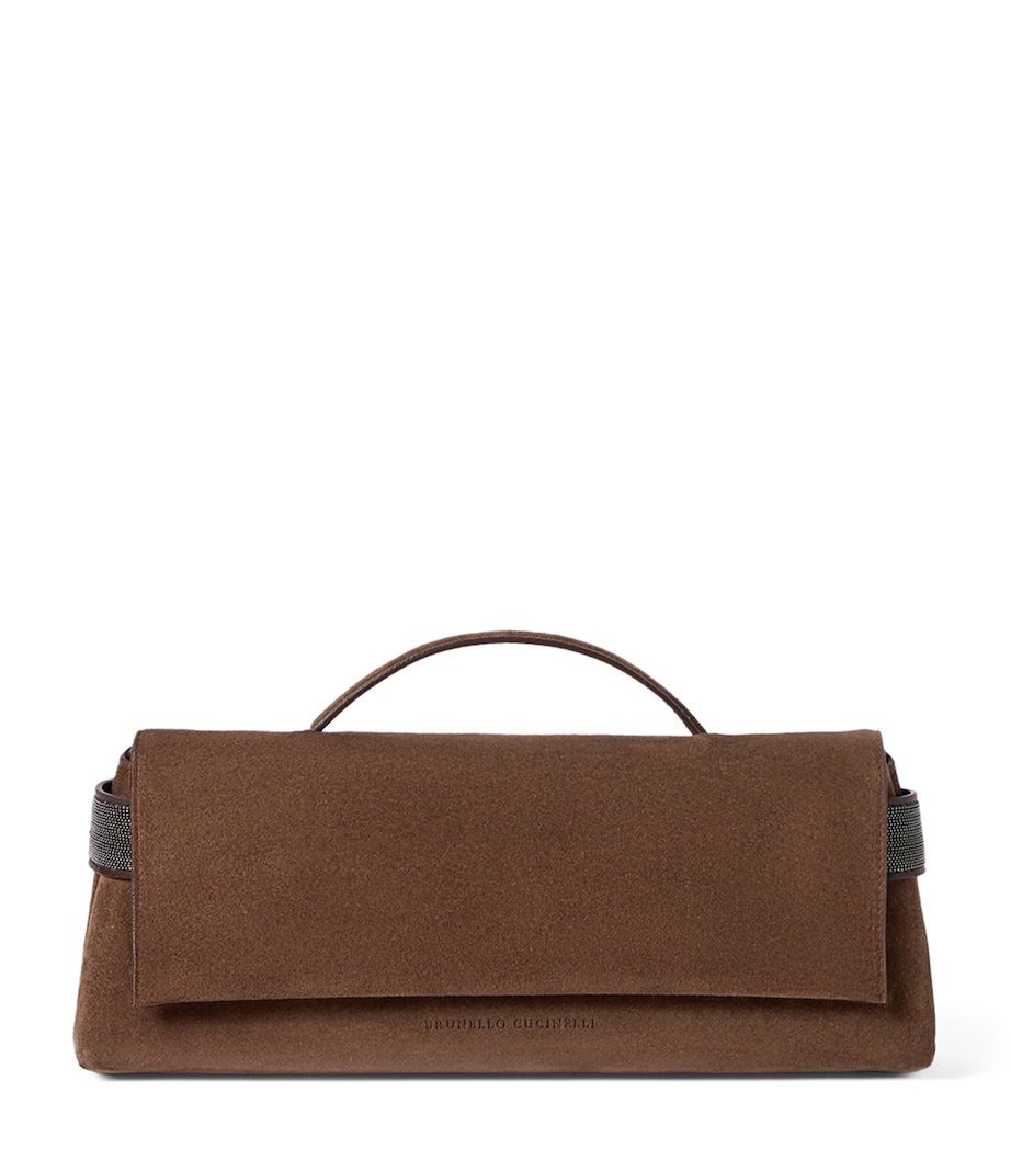 Brunello Cucinelli Suede Essence Flap Top-Handle Bag Image 1