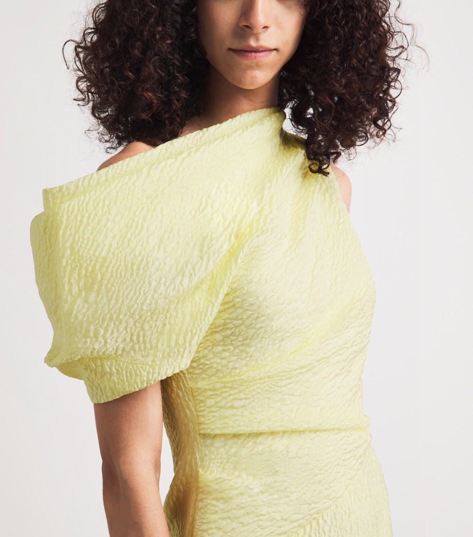 Roksanda Womens Cloqué One-Shoulder Maite Midi Dress Limoncello Image 3