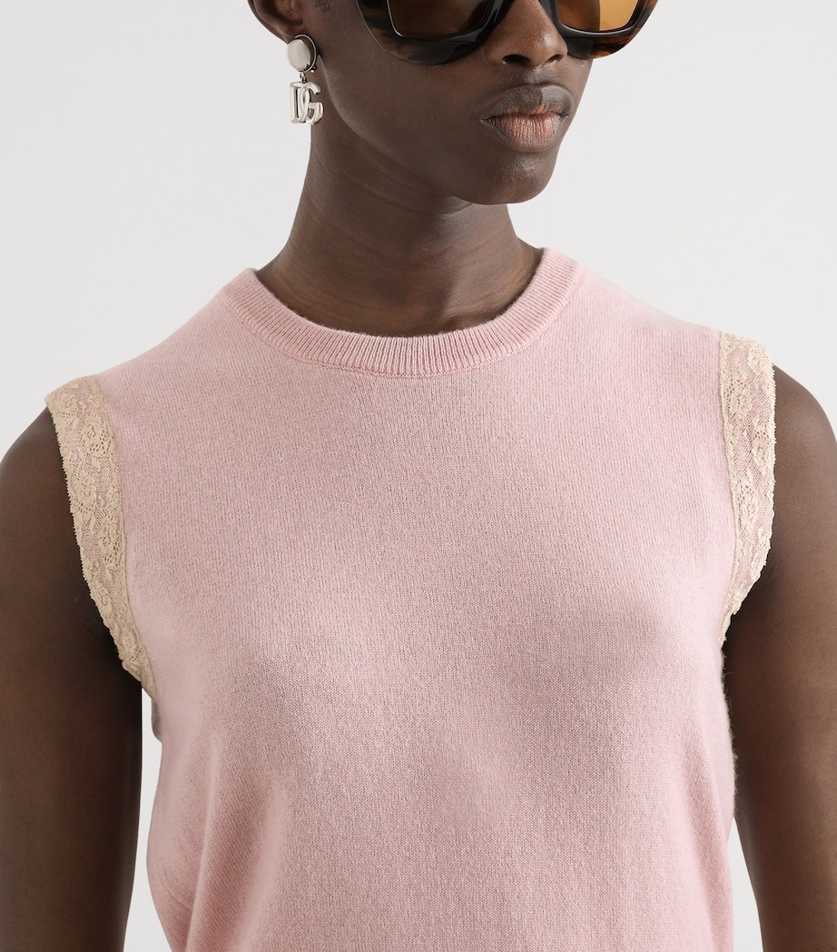 Dolce&Gabbana Womens Cashmere Lace-Trim Tank Top Anti Image 5