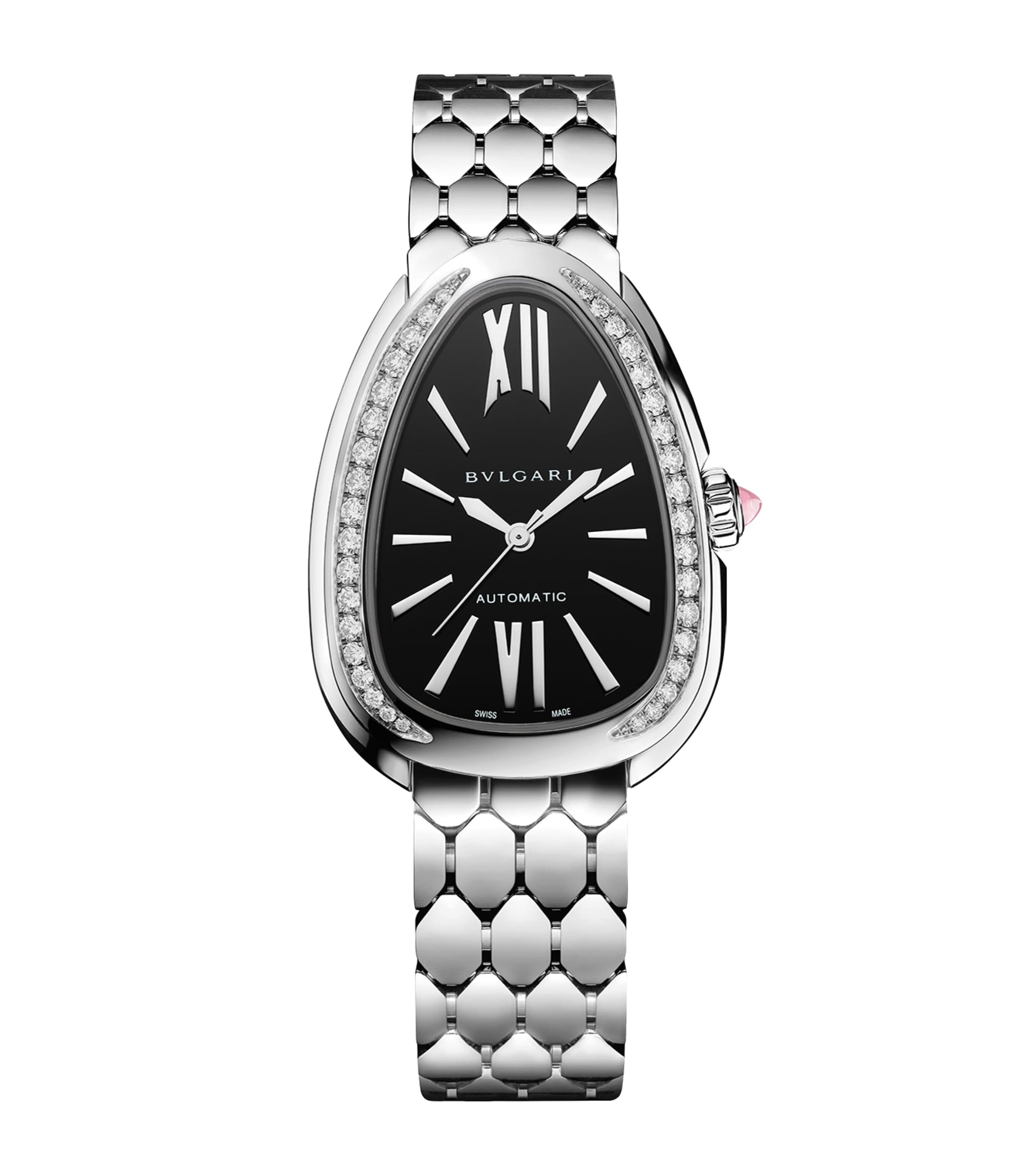 Stainless Steel and Diamond Serpenti Seduttori Watch 34mm BLACK Image 1