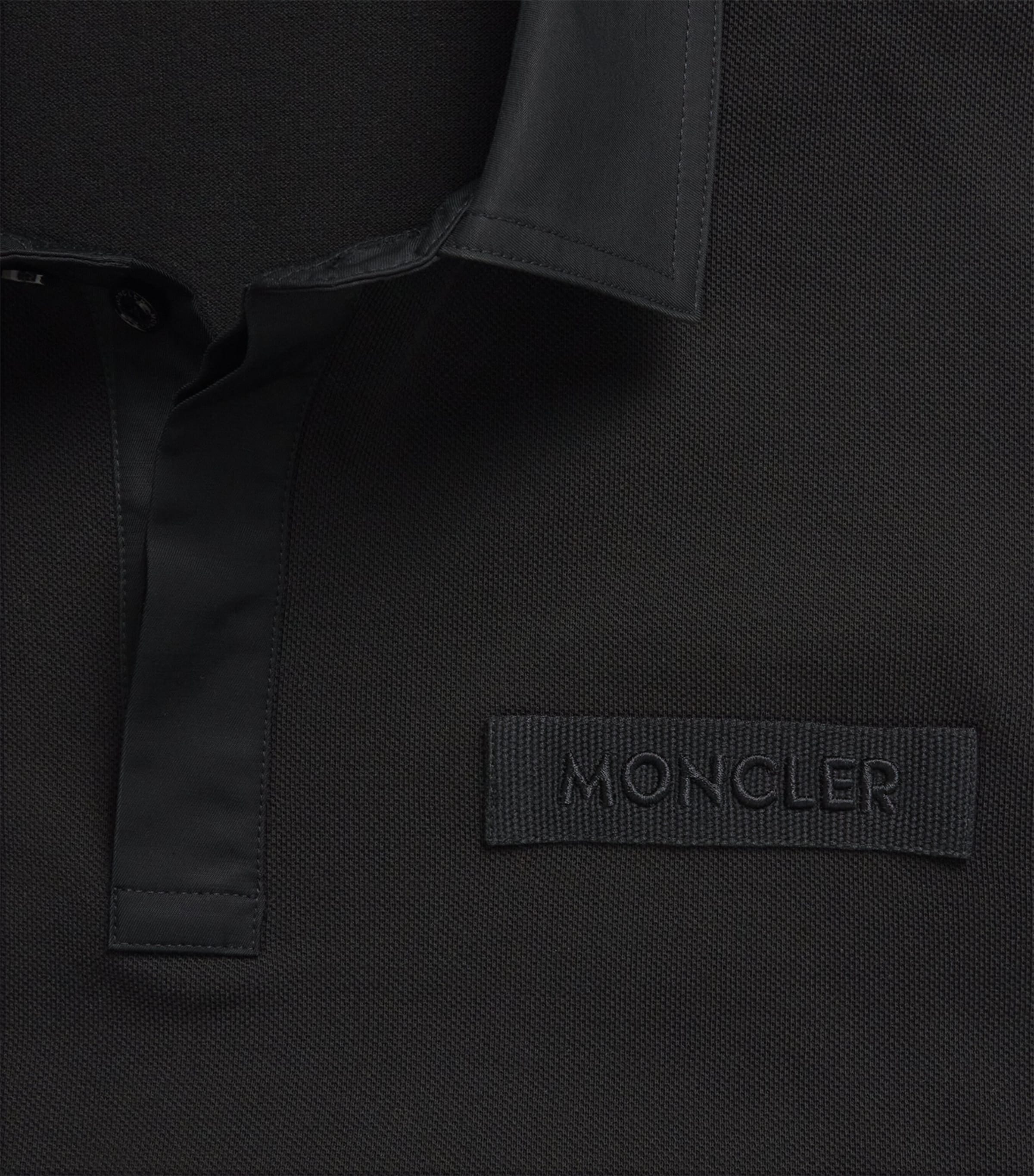 Moncler Mens Piqué Cotton Logo Shirt Image 6