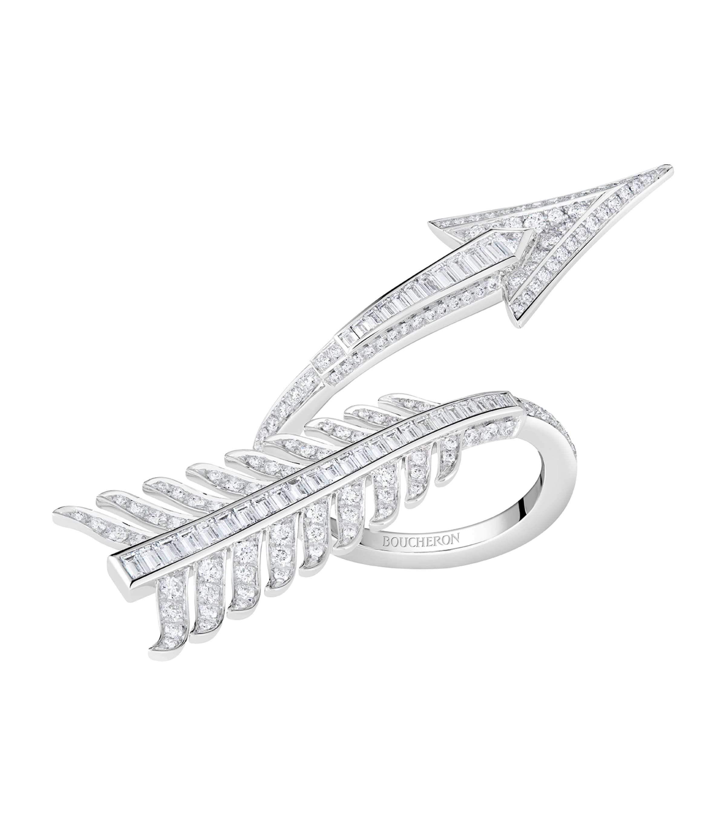 White Gold and Diamond Nature Triomphante Flèche Ring WHITE GOLD Image 1