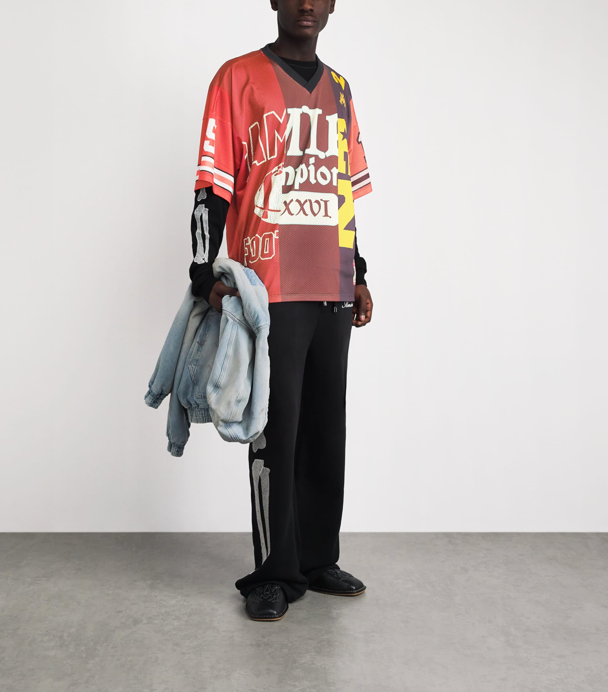 AMIRI Red Mesh Spliced Oversized T-Shirt | Harrods UK