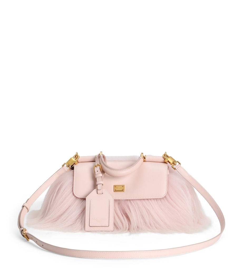 Dolce&Gabbana Mini Goat Fur-Calfskin My Sicily Top-Handle Bag Cipria/po Image 1