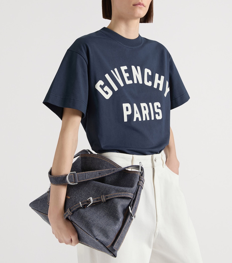 Givenchy Womens Medium Denim Voyou Shoulder Bag Indigo Blue Image 2