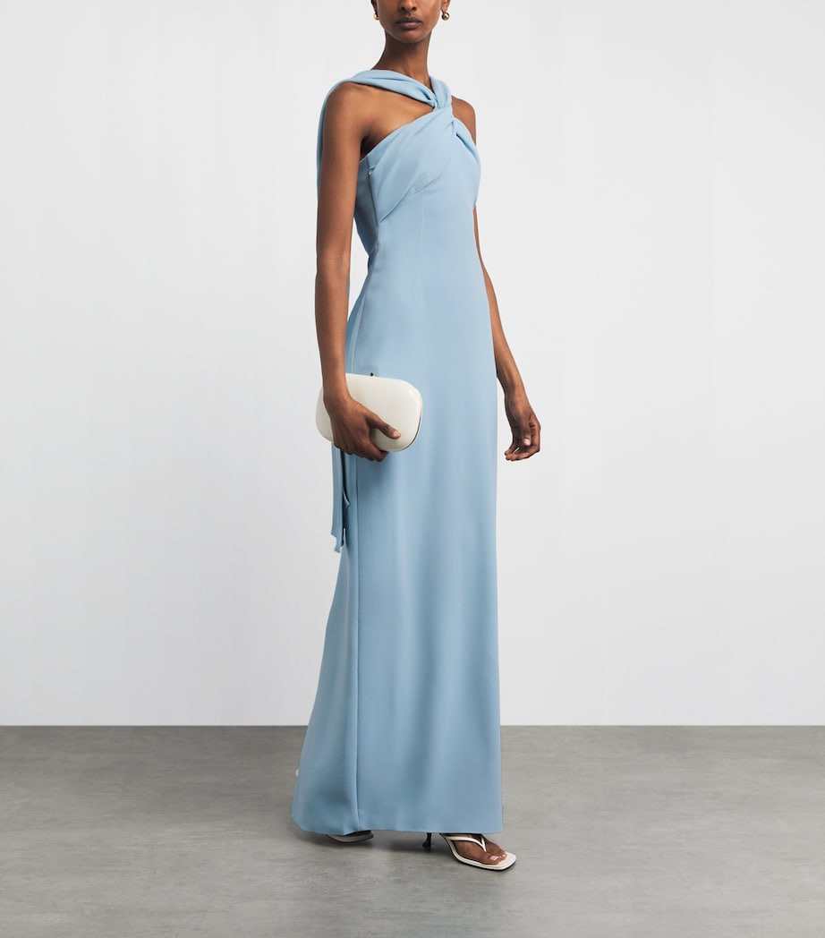 Solace London Womens Crepe Twisted Rona Gown Soft Blue Image 2