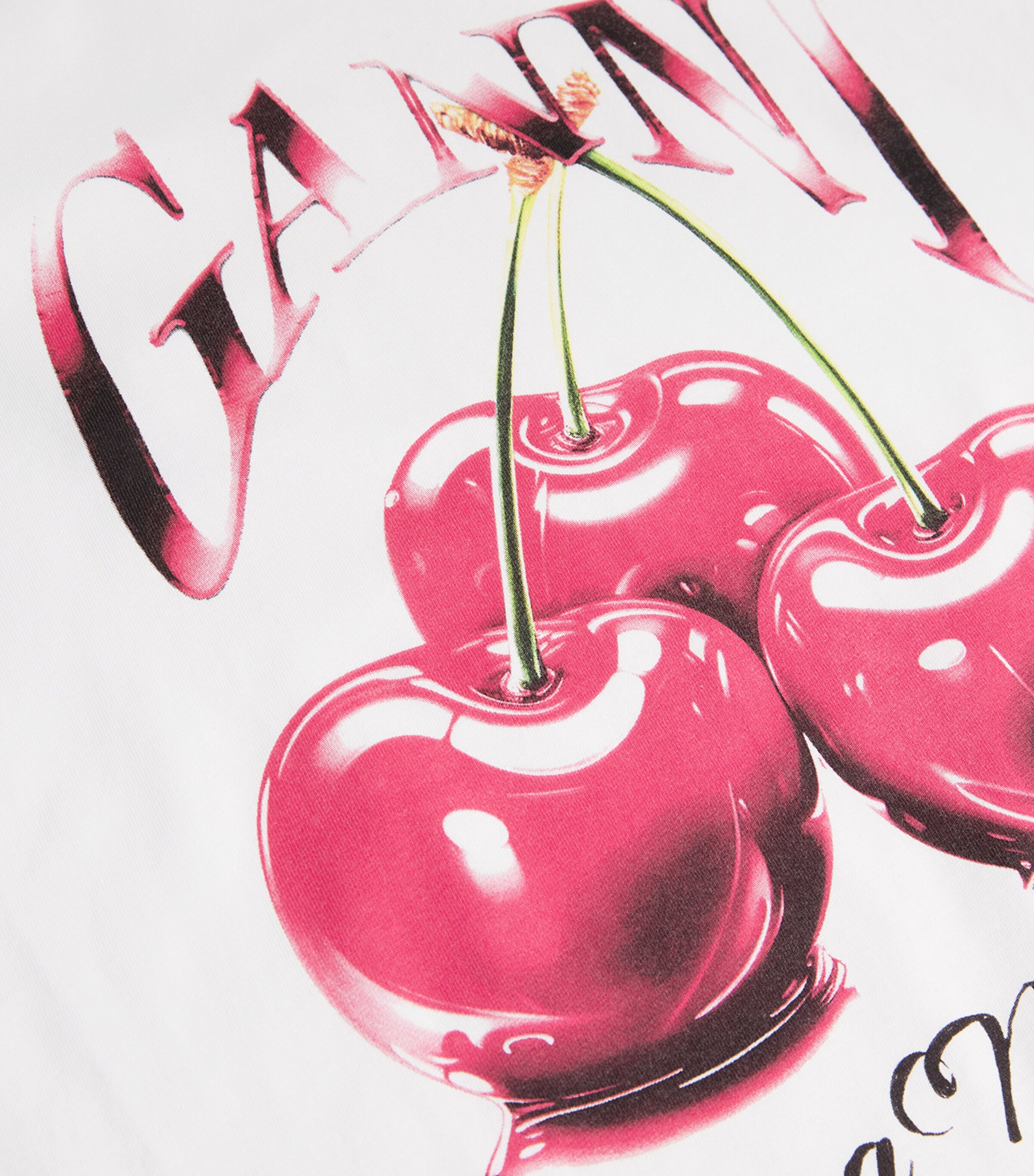 GANNI Womens Organic Cotton Cherry T-Shirt Bright White Image 5