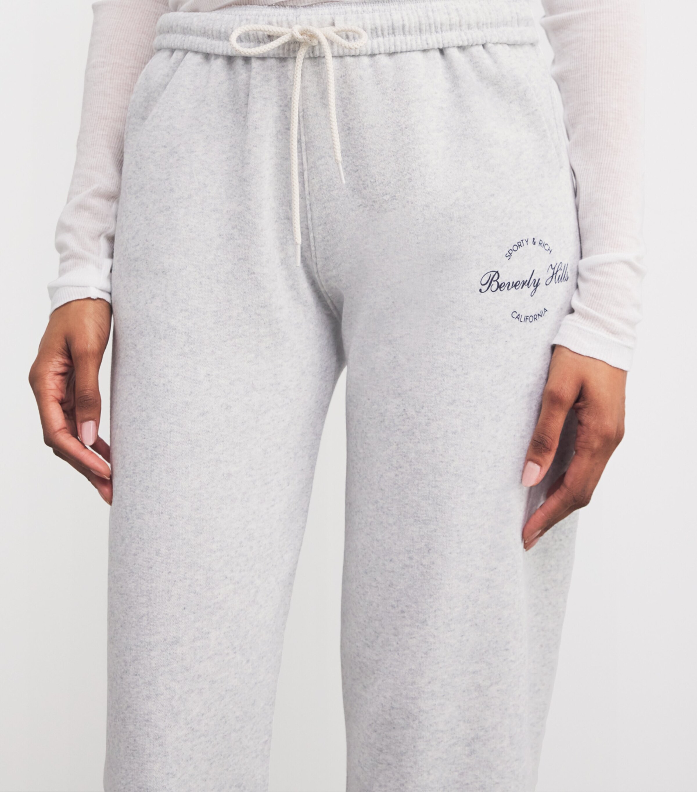 Sporty & Rich Womens Beverly Hills Script Sweatpants Heather Gray Image 6