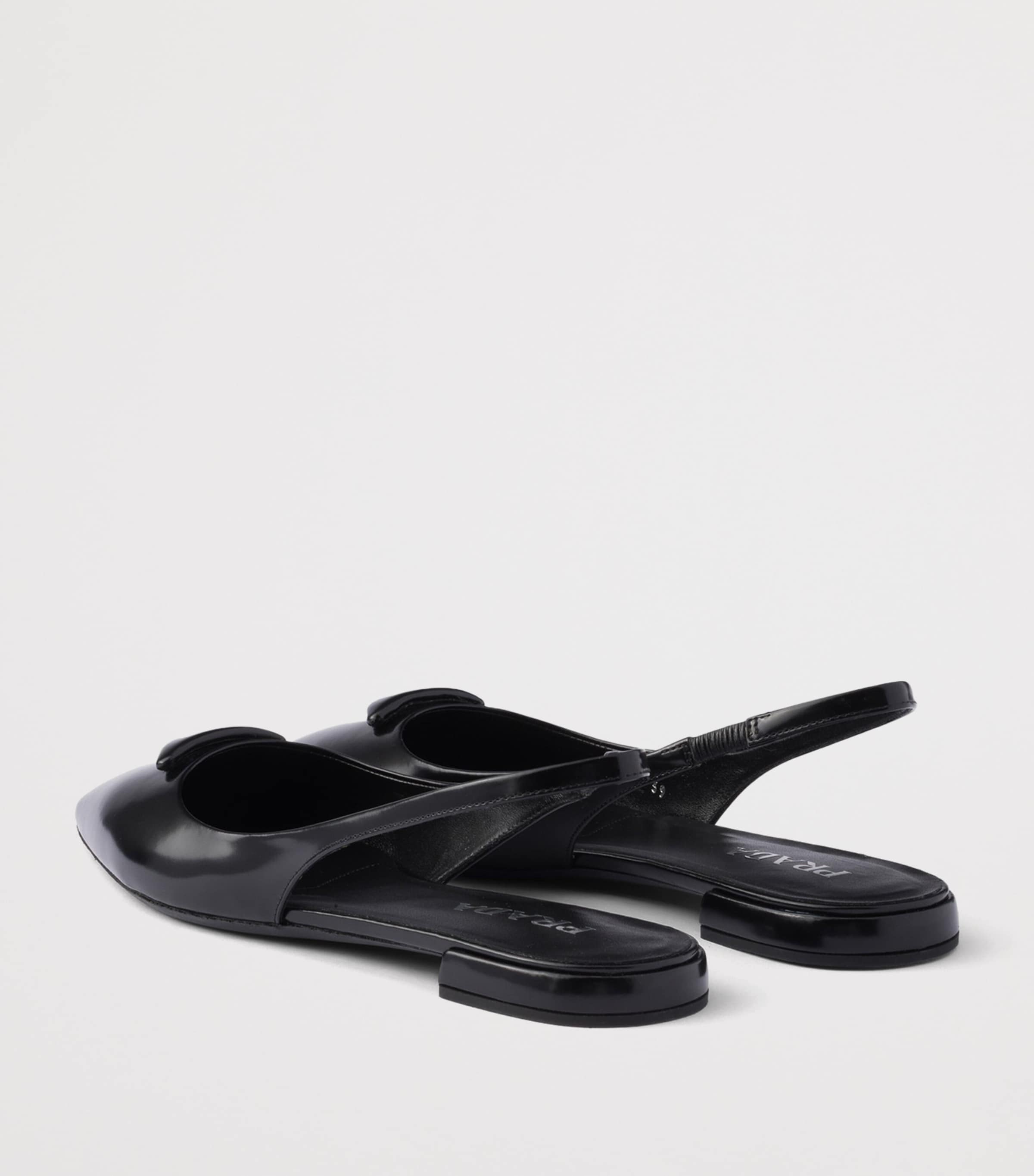 Prada Brushed Leather Slingback Ballet Flats 10 Black Image 4