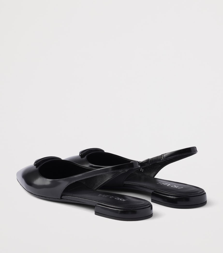 Prada Brushed Leather Slingback Ballet Flats 10 Black Image 4