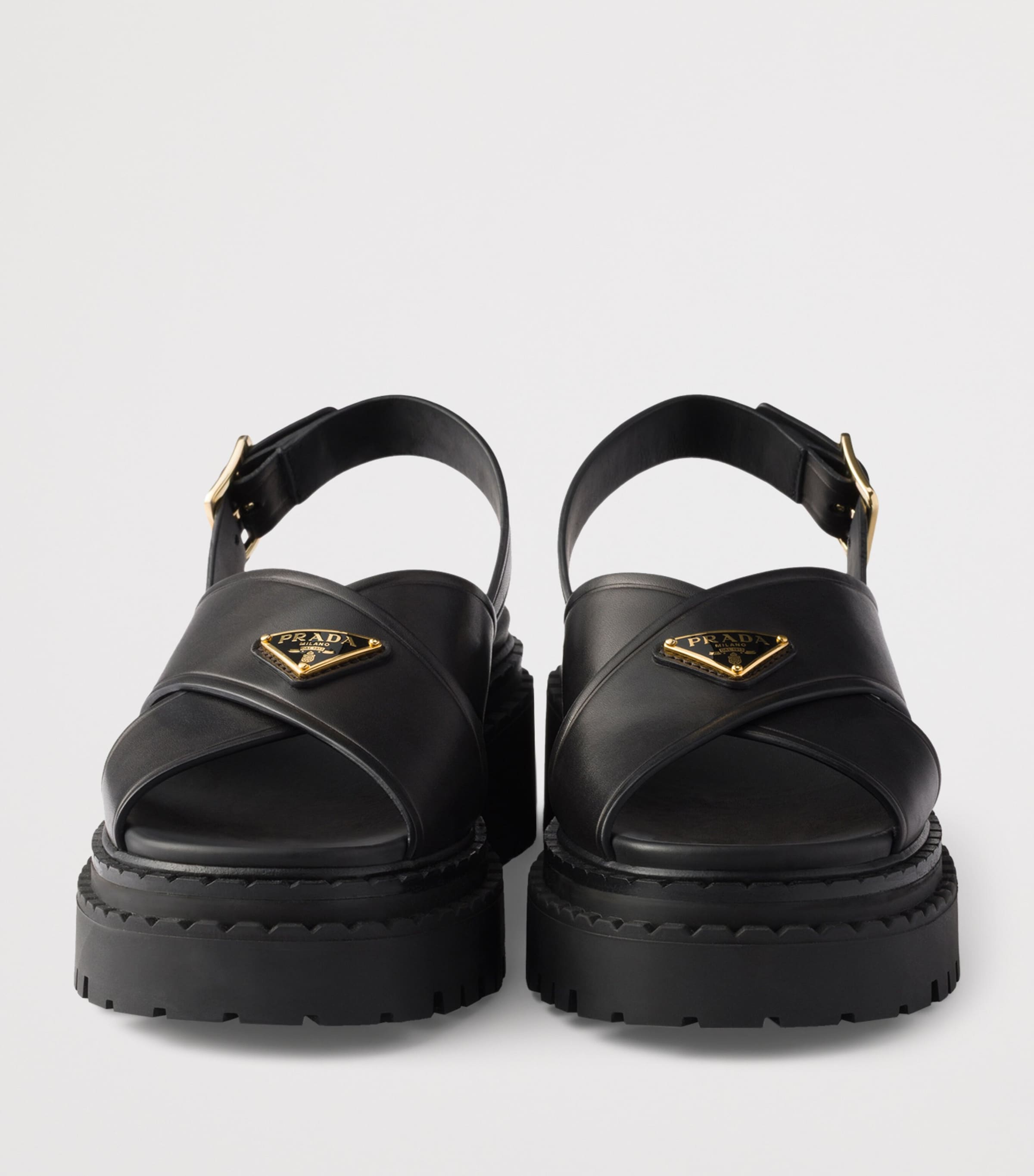 Leather Crossover Platform Sandals 55 F0002 Image 5