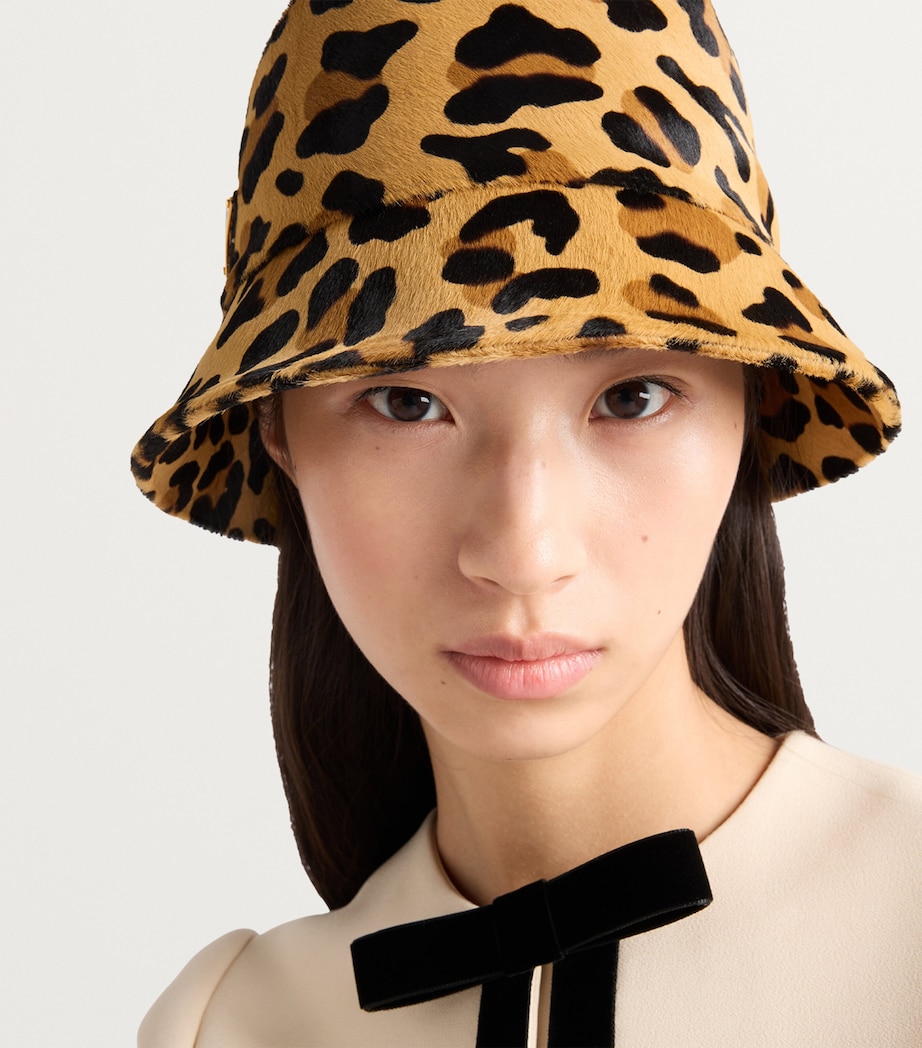 Leopard Print Leather Bucket Hat F0151 Image 2