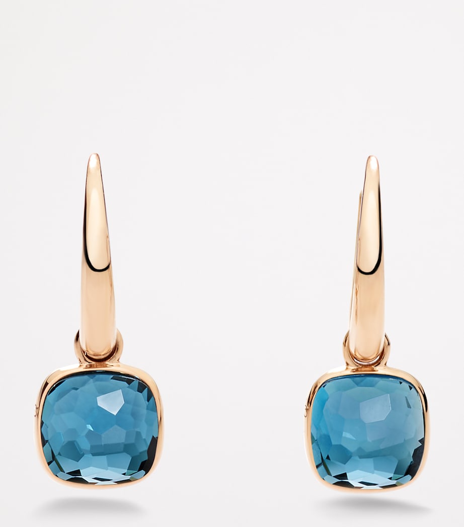 Rose Gold and Blue Topaz Nudo Earrings 000TL Image 2
