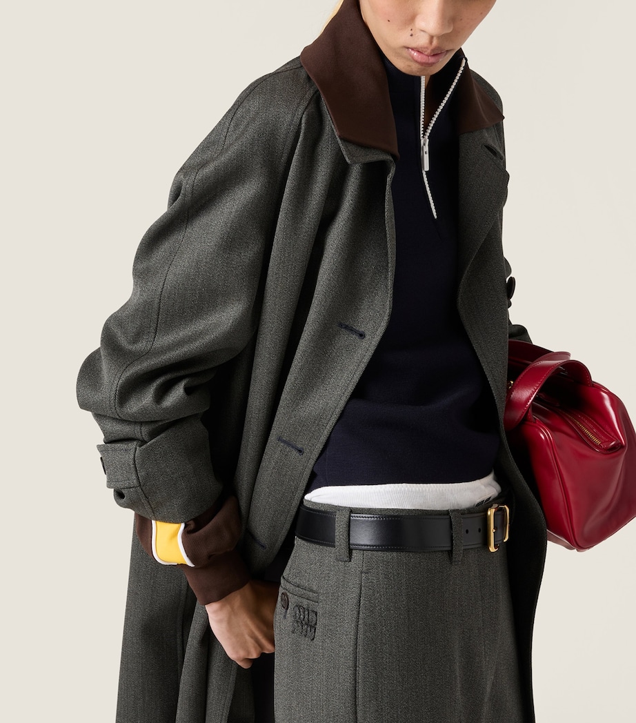 Miu Miu Womens Wool Straight Trousers Grey Image 4
