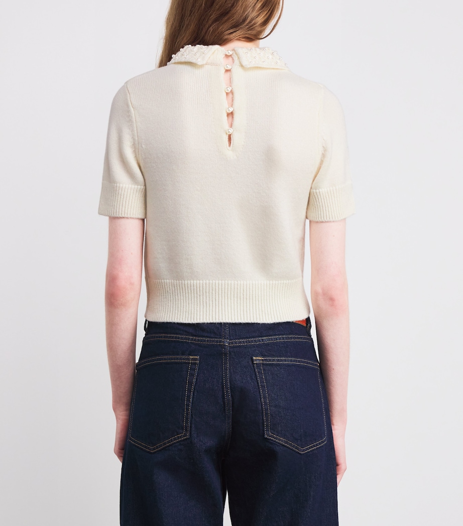 Wool-Cashmere Embellished Sweater ECRU Image 4