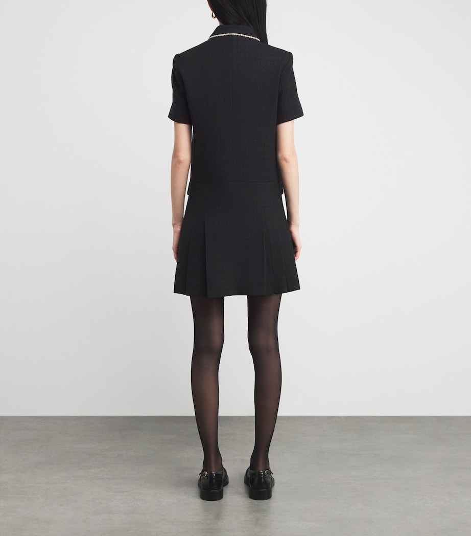 Tweed Buttoned Mini Dress BLACK Image 3