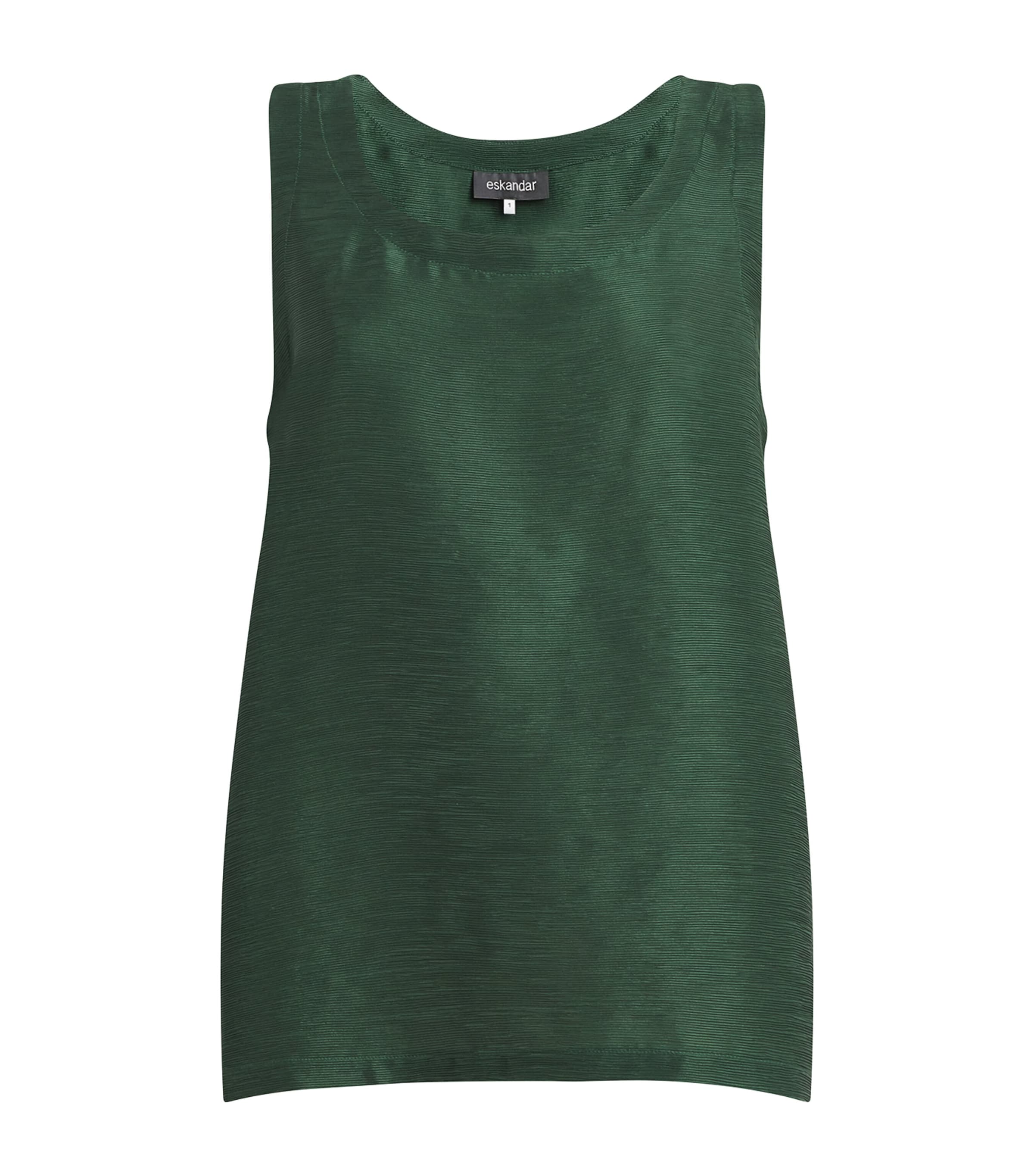 Eskandar Silk Plissé A-line Tank Top In Green