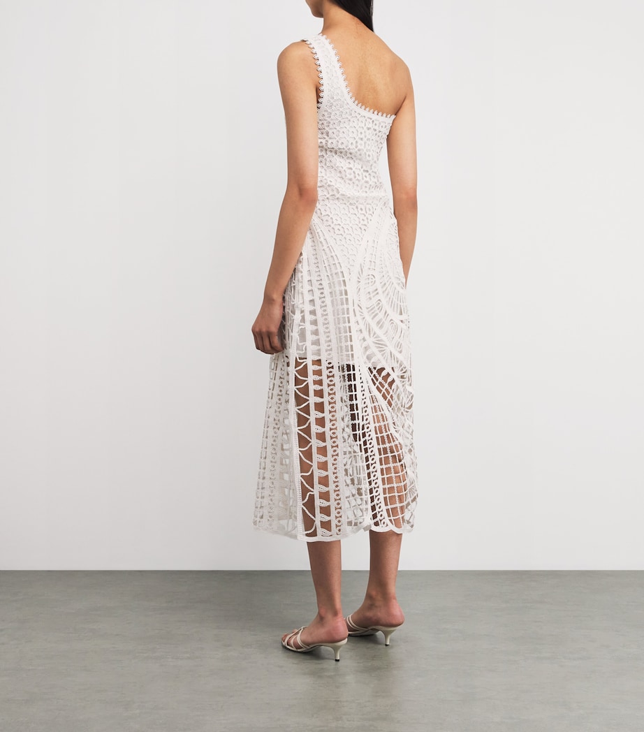 Cotton Crochet Midi Dress WHITE Image 3