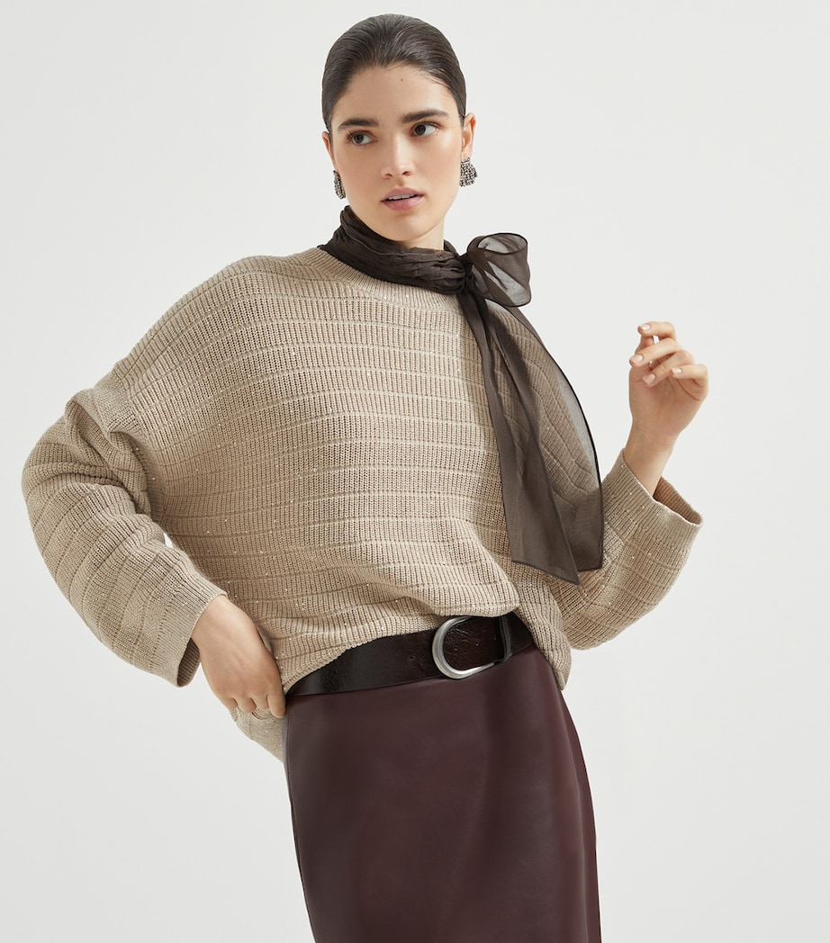 Cotton-Blend Sequin-Embellished Sweater C059 Image 5