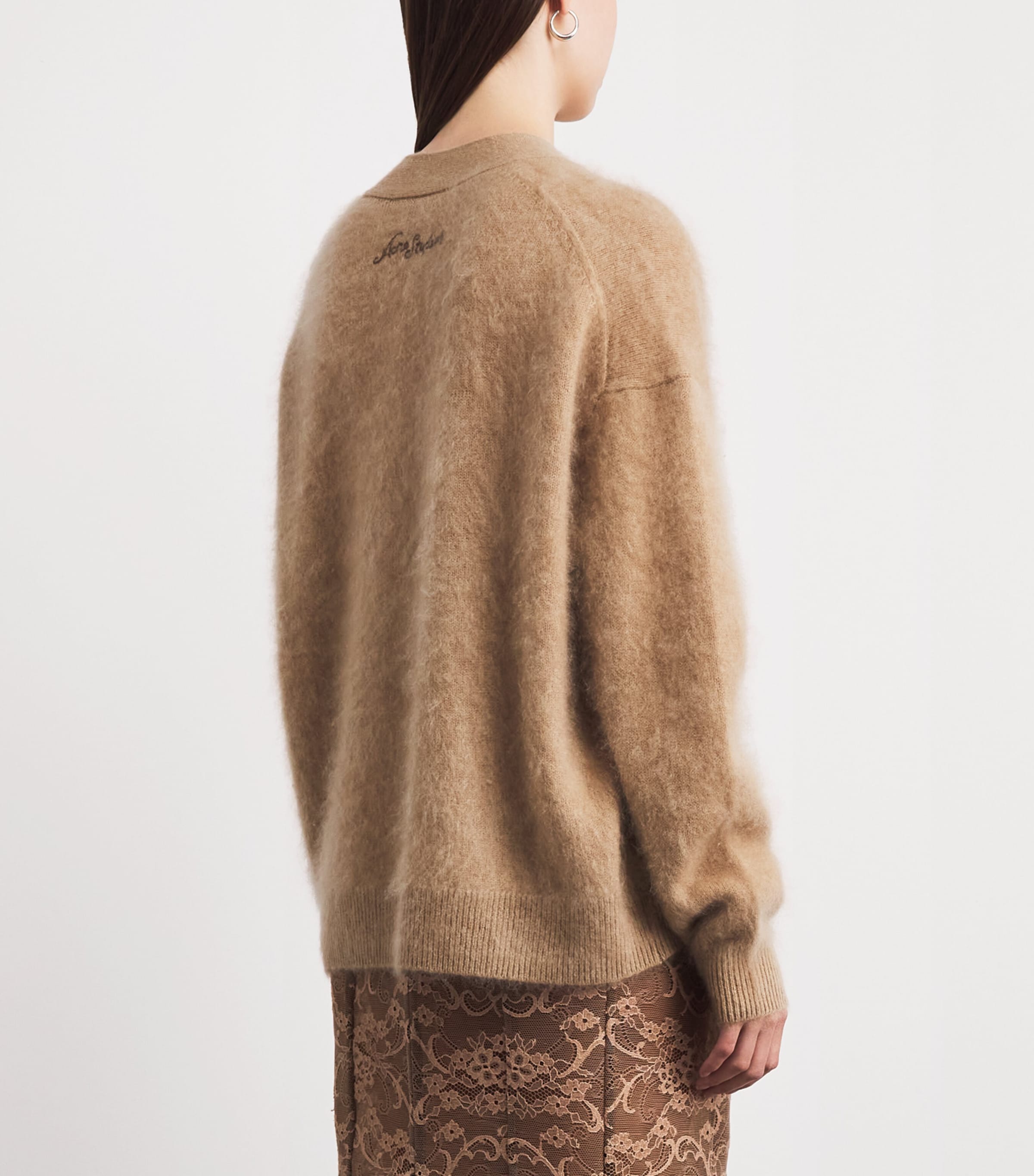 Acne Studios Womens Cashmere Relaxed Cardigan Adv Light Brown Image 5