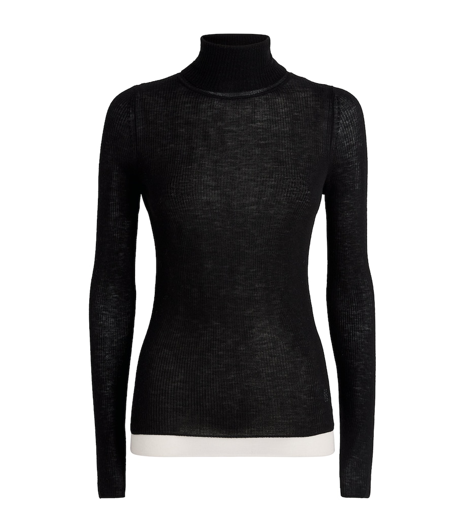 Wool Contrast-Trim Rollneck Sweater BLACK Image 1