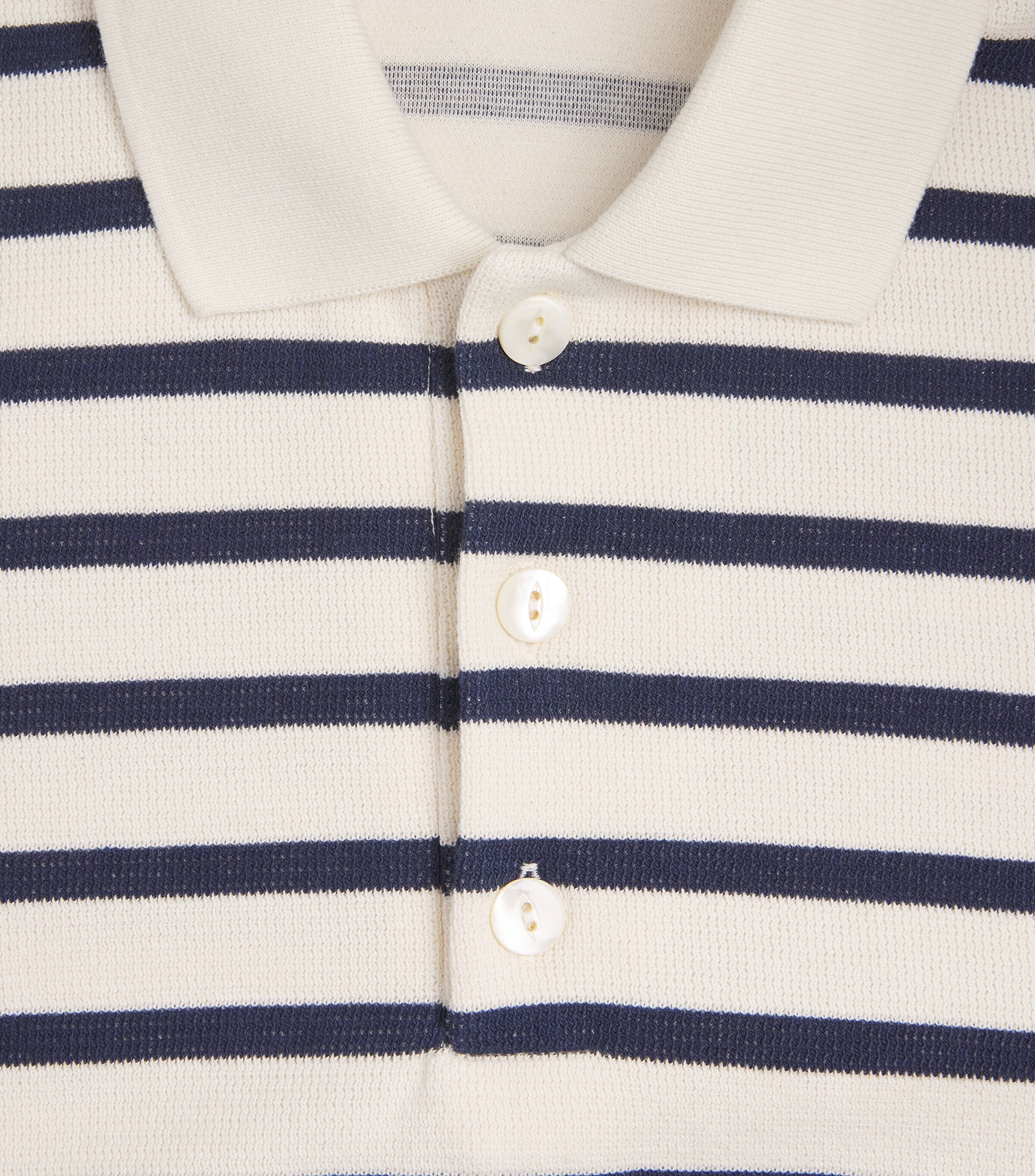 Junya Watanabe MAN Mens Cotton Stripe Polo Shirt Ntrl/navy Image 6