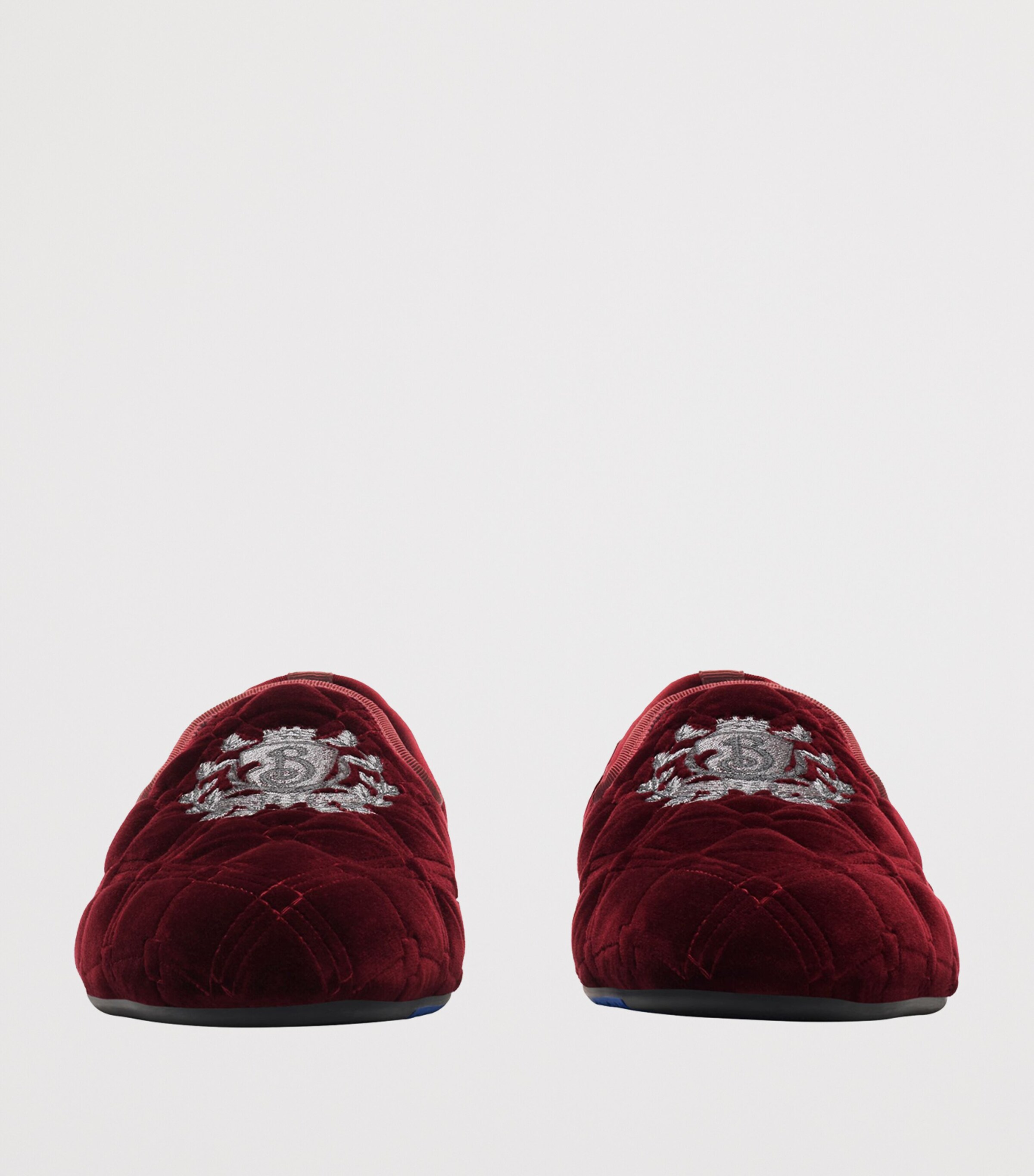 Velvet Quilted Estate Slippers WINE RED Image 3