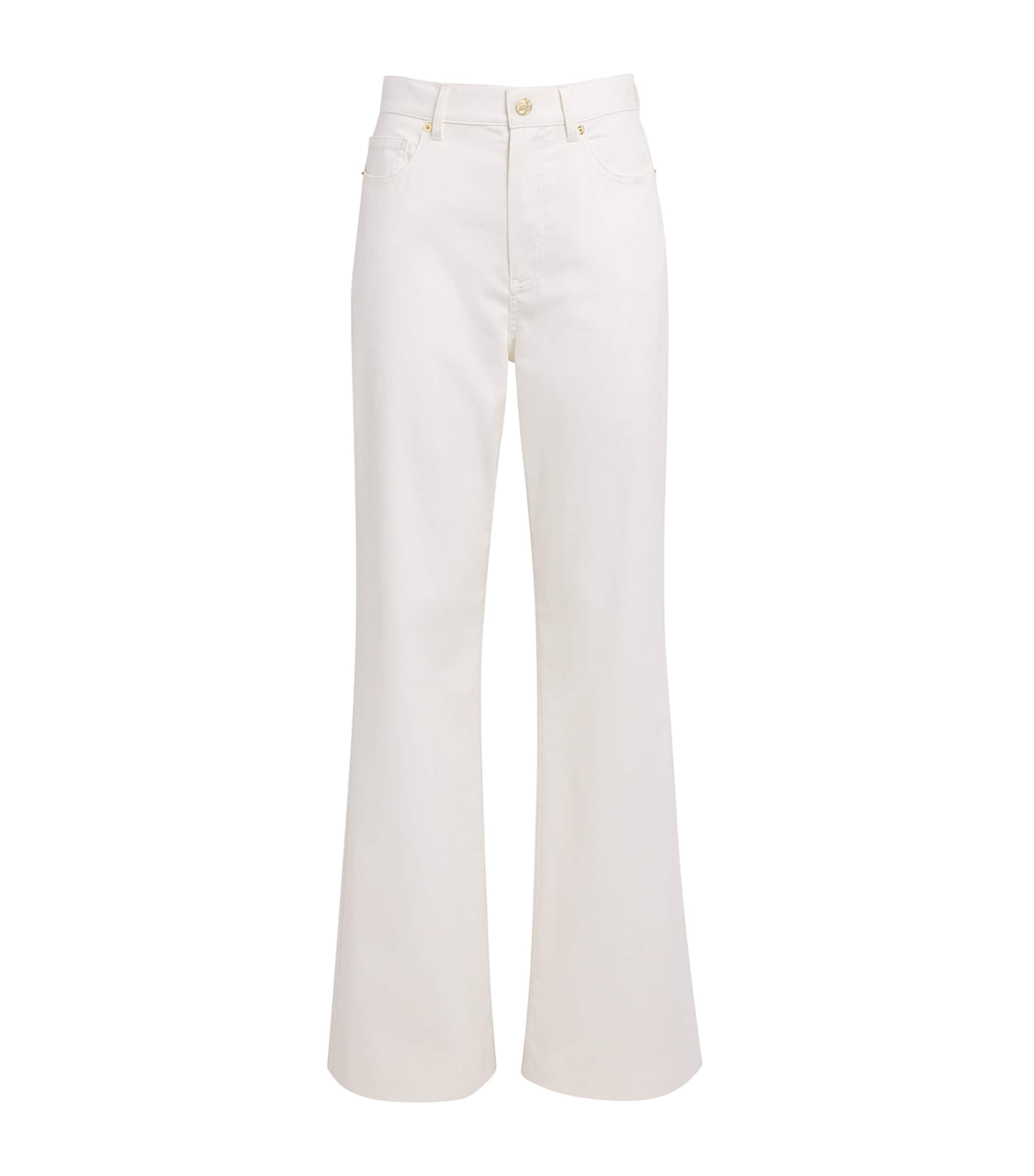 RETORI Womens Stretch-Cotton Gabardine Straight Trousers White Image 1
