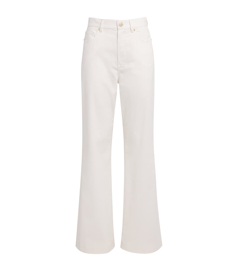 RETORI Womens Stretch-Cotton Gabardine Straight Trousers White Image 1