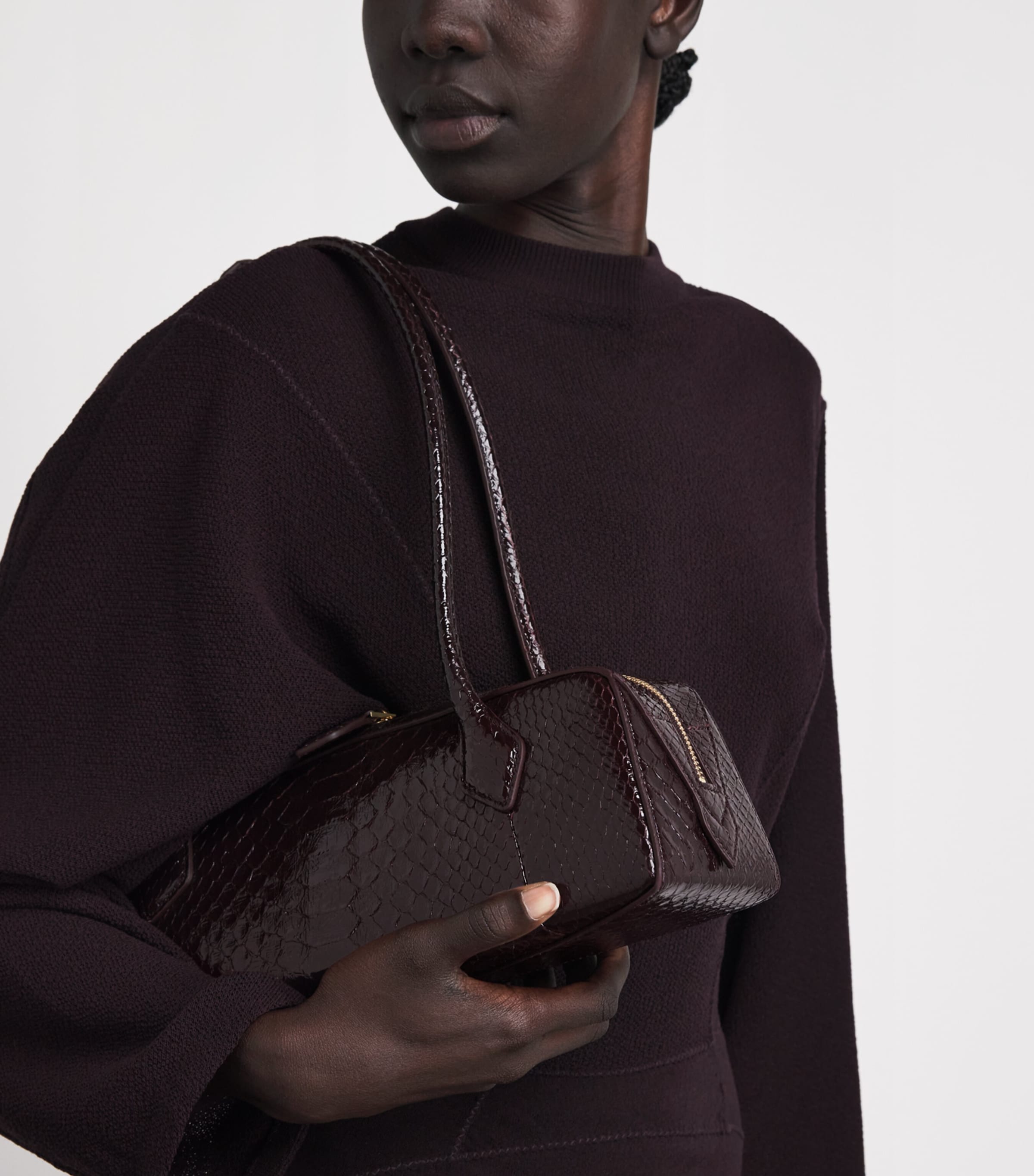 Alaïa Brown Medium Snakeskin Le Teckel Shoulder Bag | Harrods US