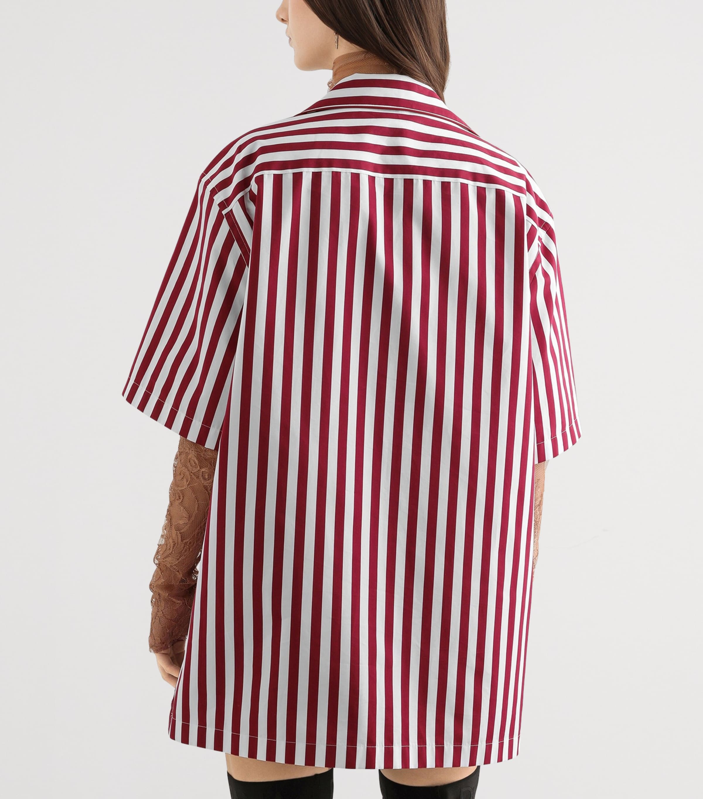 Dolce&Gabbana Womens Cotton-Silk Stripe Oversized Shirt Stri Image 5