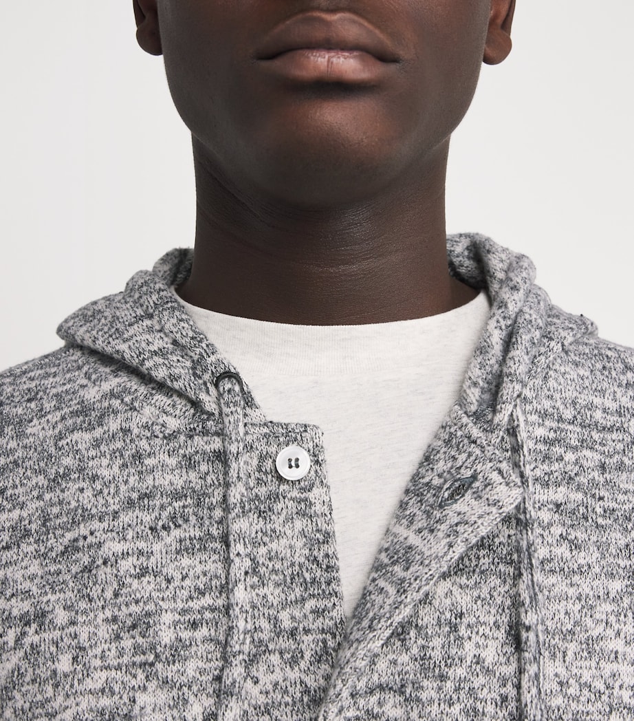 Cotton-Blend Button-Up Basile Hoodie HTRGREY/WHITE Image 6