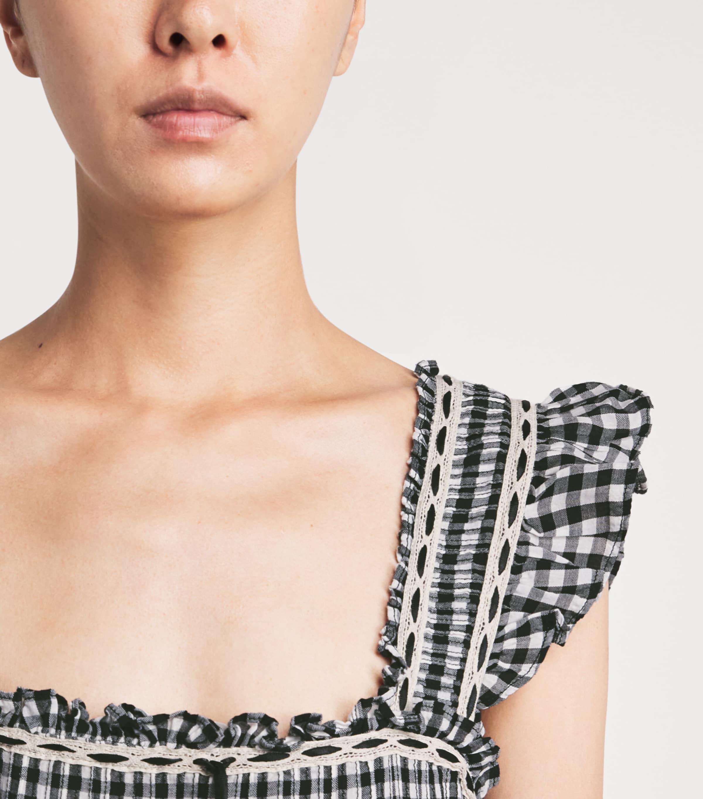 Rixo Womens Cotton Check Chandra Midi Dress Beth Check Black Image 3