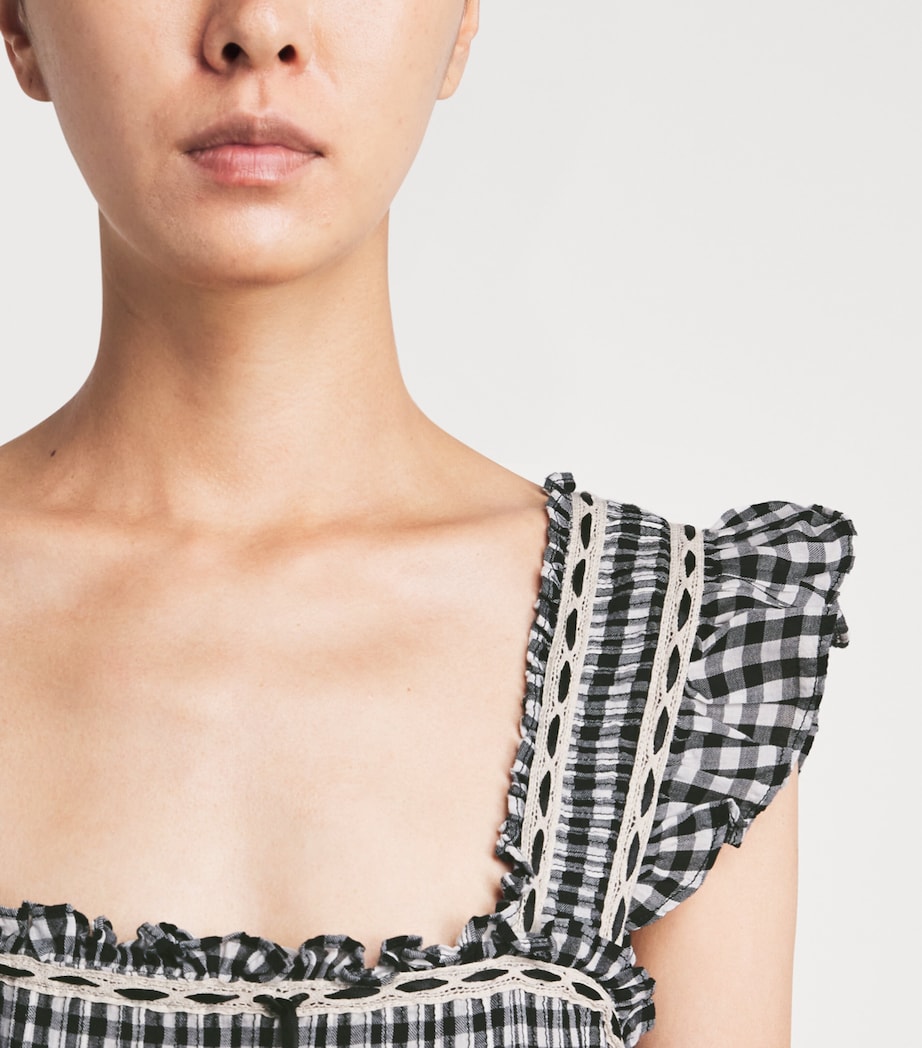 Rixo Womens Cotton Check Chandra Midi Dress Beth Check Black Image 3