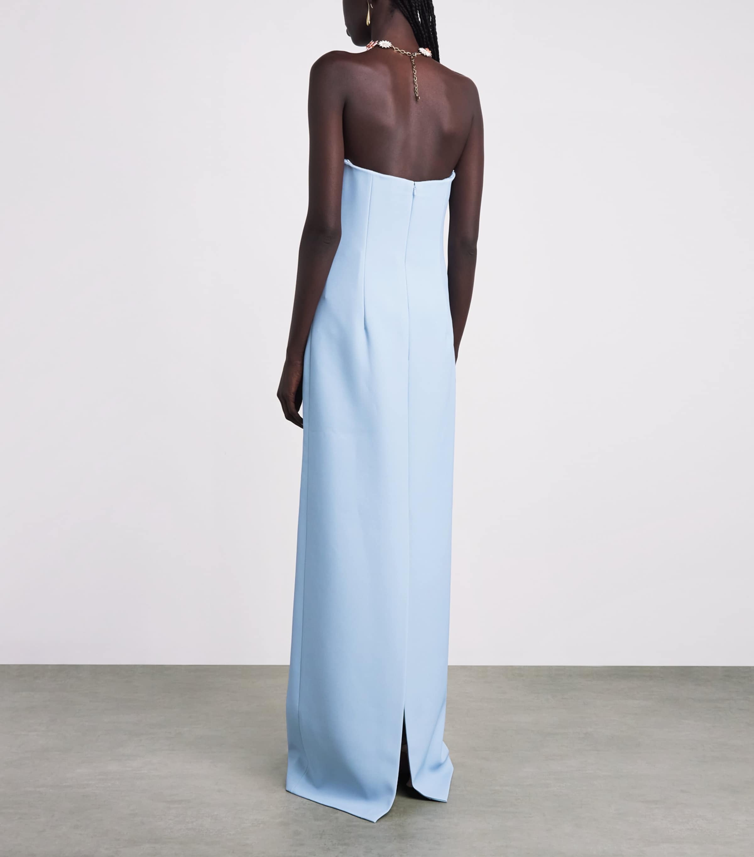 Carolina Herrera Womens Hydrangea Print Column Gown Cloudy Blue Mul Image 4