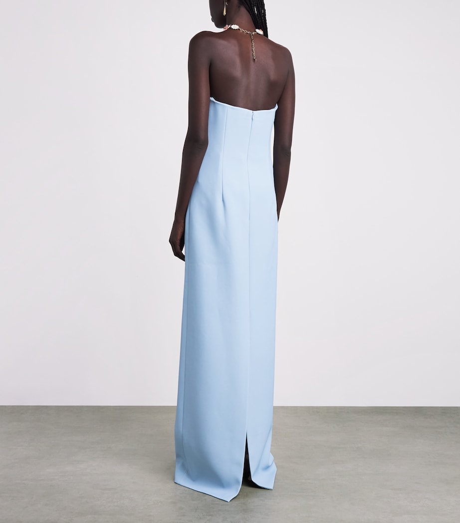 Carolina Herrera Womens Hydrangea Print Column Gown Cloudy Blue Mul Image 4