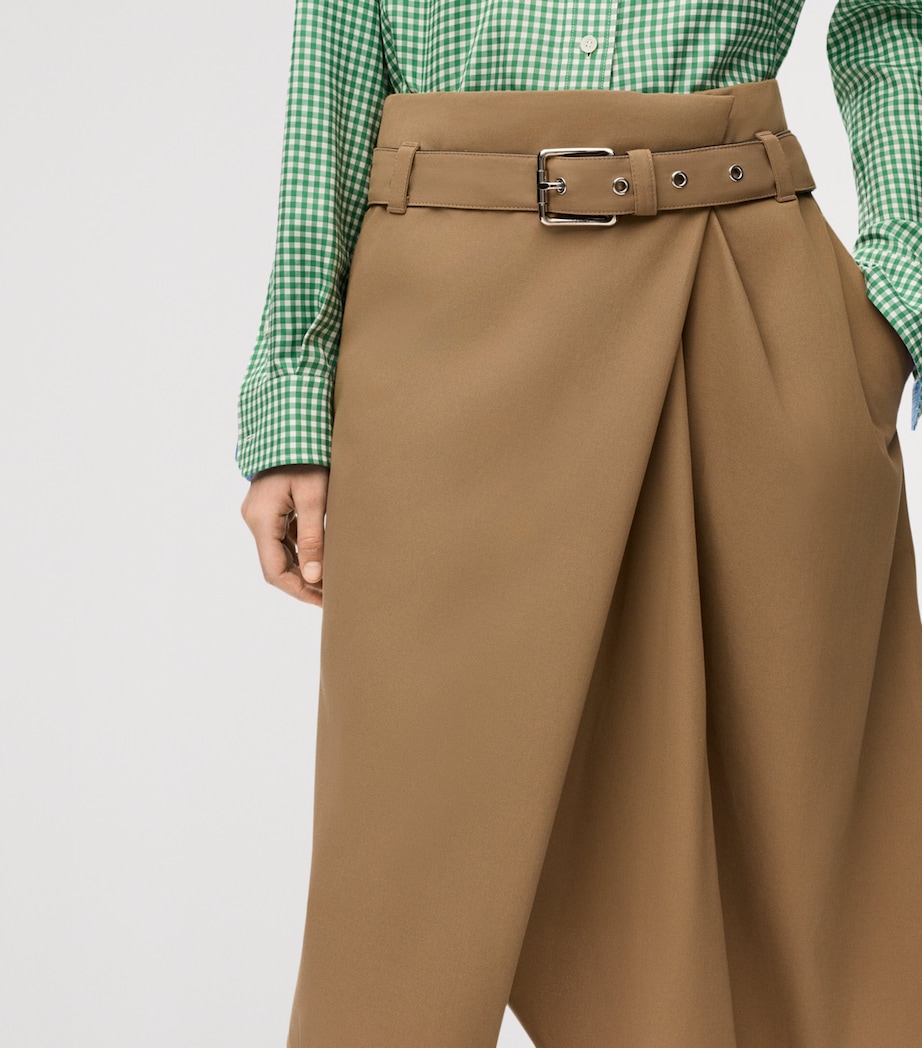 LOEWE Womens Asymmetric Wrap-Effect Midi Skirt Beige Image 5