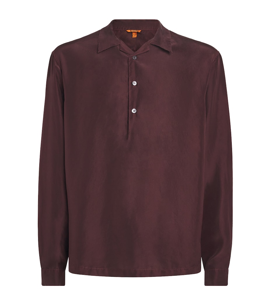 Barena Mens Silk Genga Shirt Wine Image 1