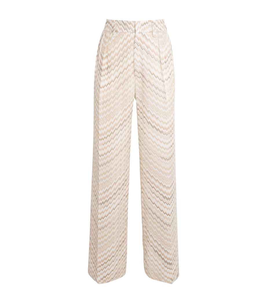 Zigzag Wide-Leg Tailored Trousers S01HS WHITE/BEIGE Image 1