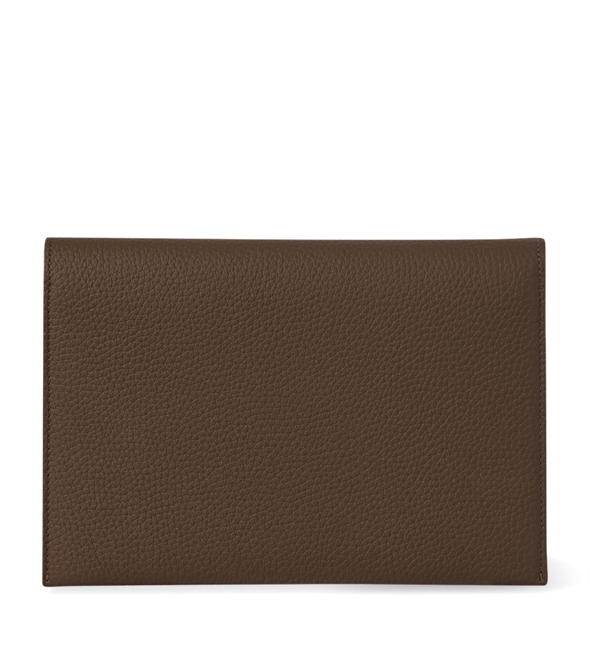 The Row Calfskin Leather Travel Pouch In Brown