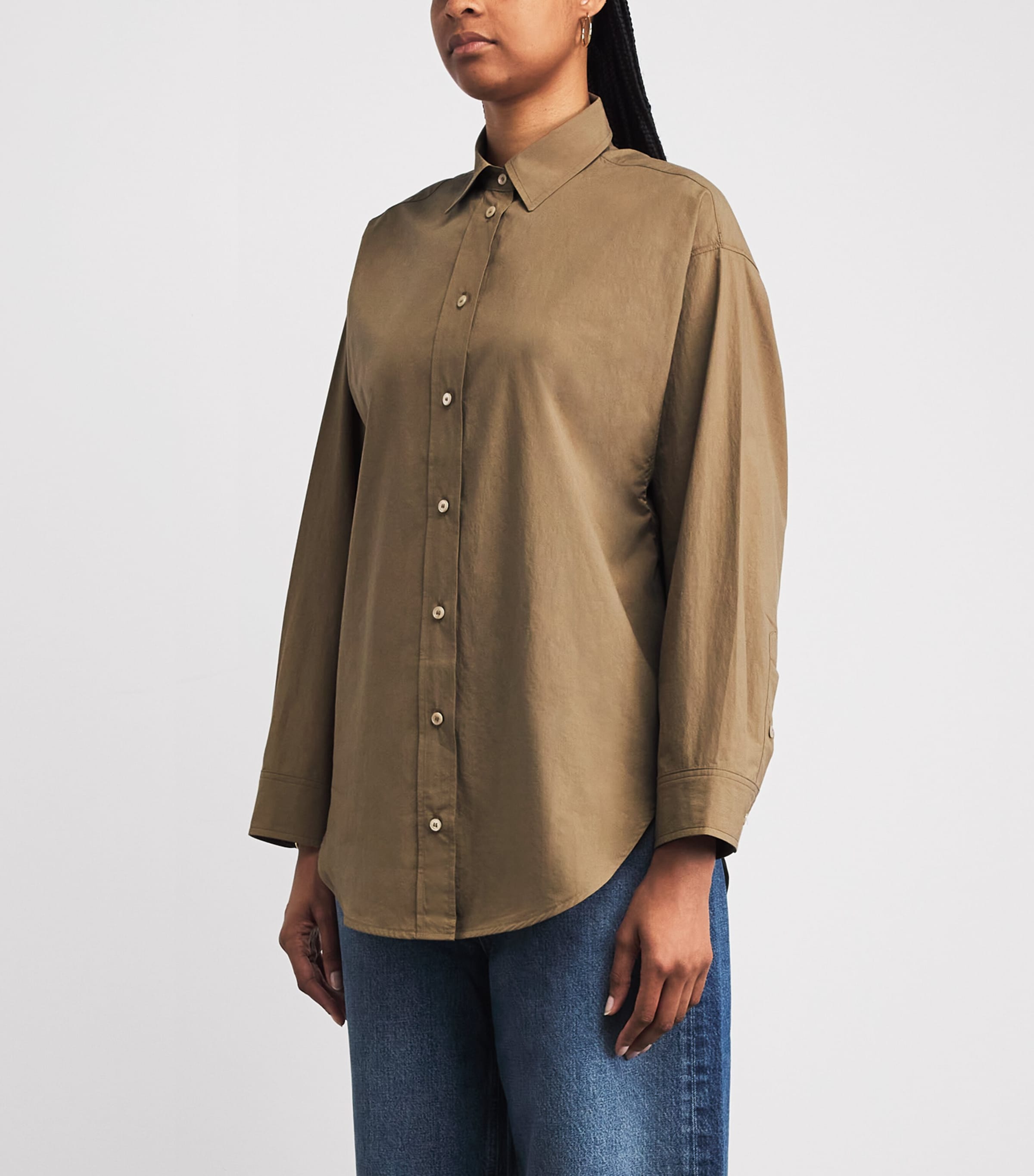 AGOLDE Womens Cotton Sona Shirt Hamoa Md Khaki Image 4