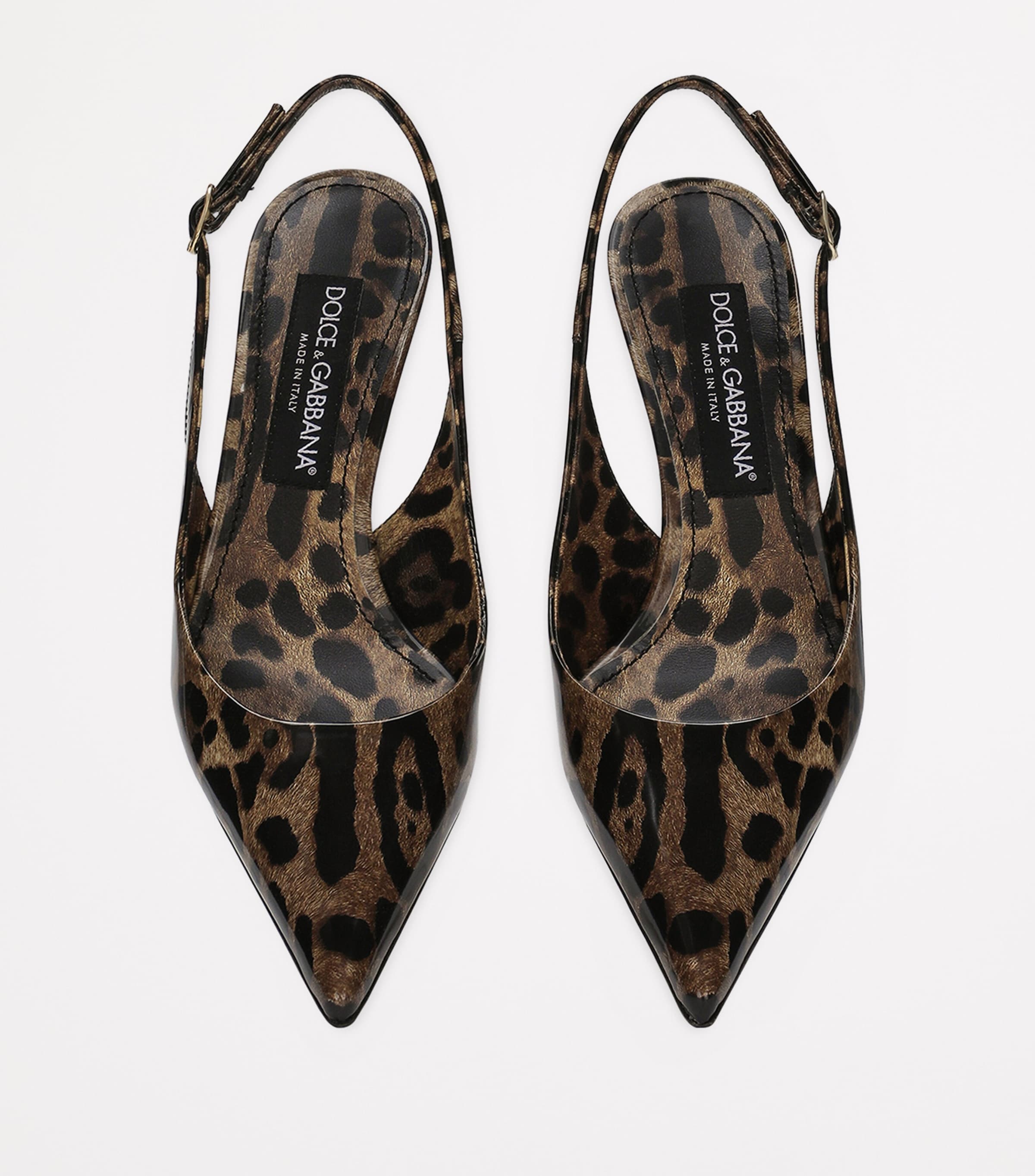 Patent Leather Leopard Slingback Pumps 60 HA93M-LEO Image 3