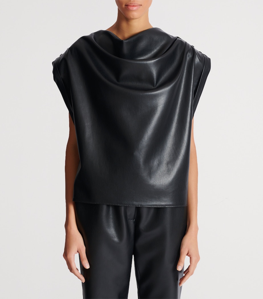 Faux Leather Draped Top 0PA NOIR Image 3