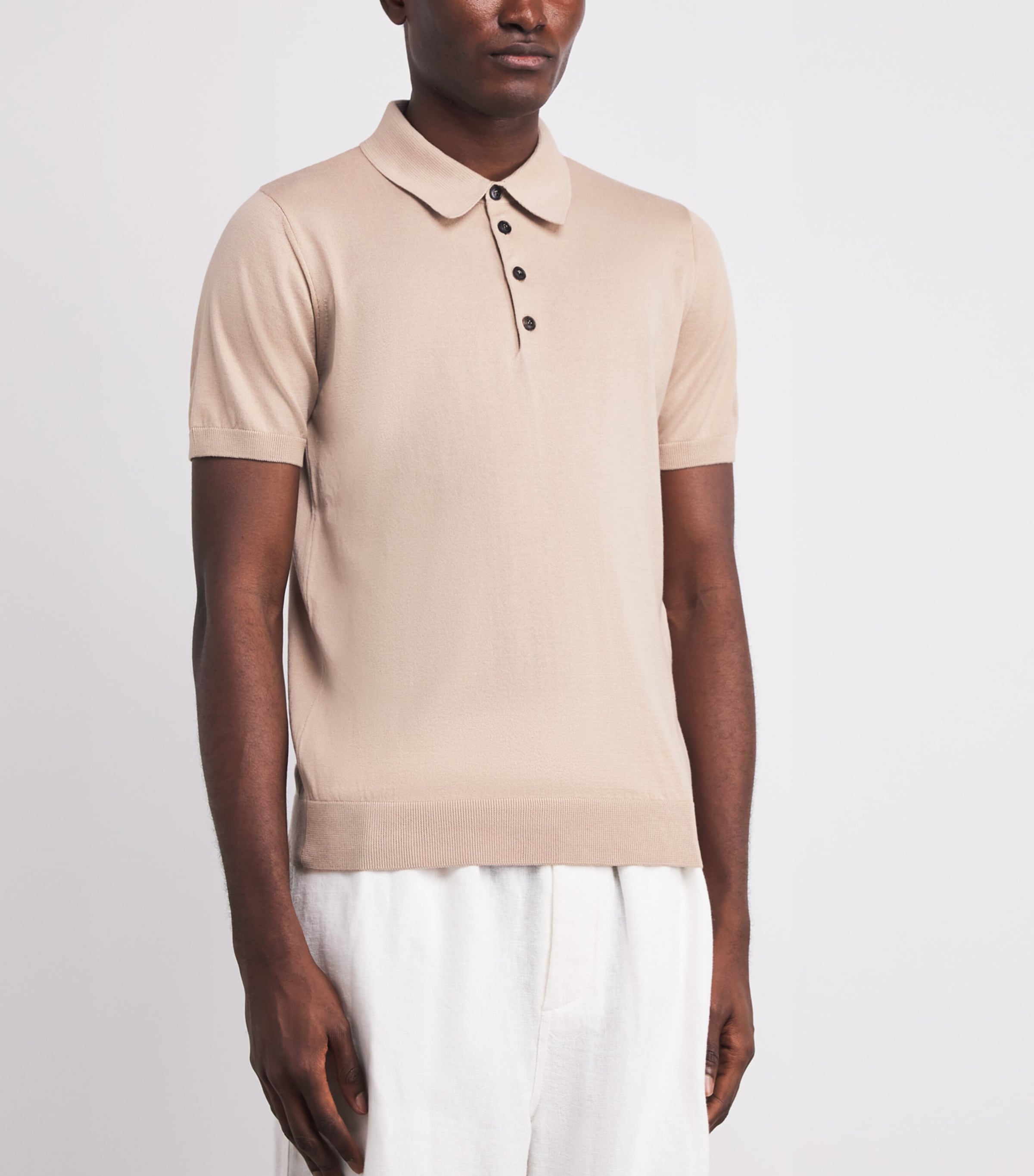 Silk-Cotton Polo Shirt 38 LIGHT BROWN Image 3