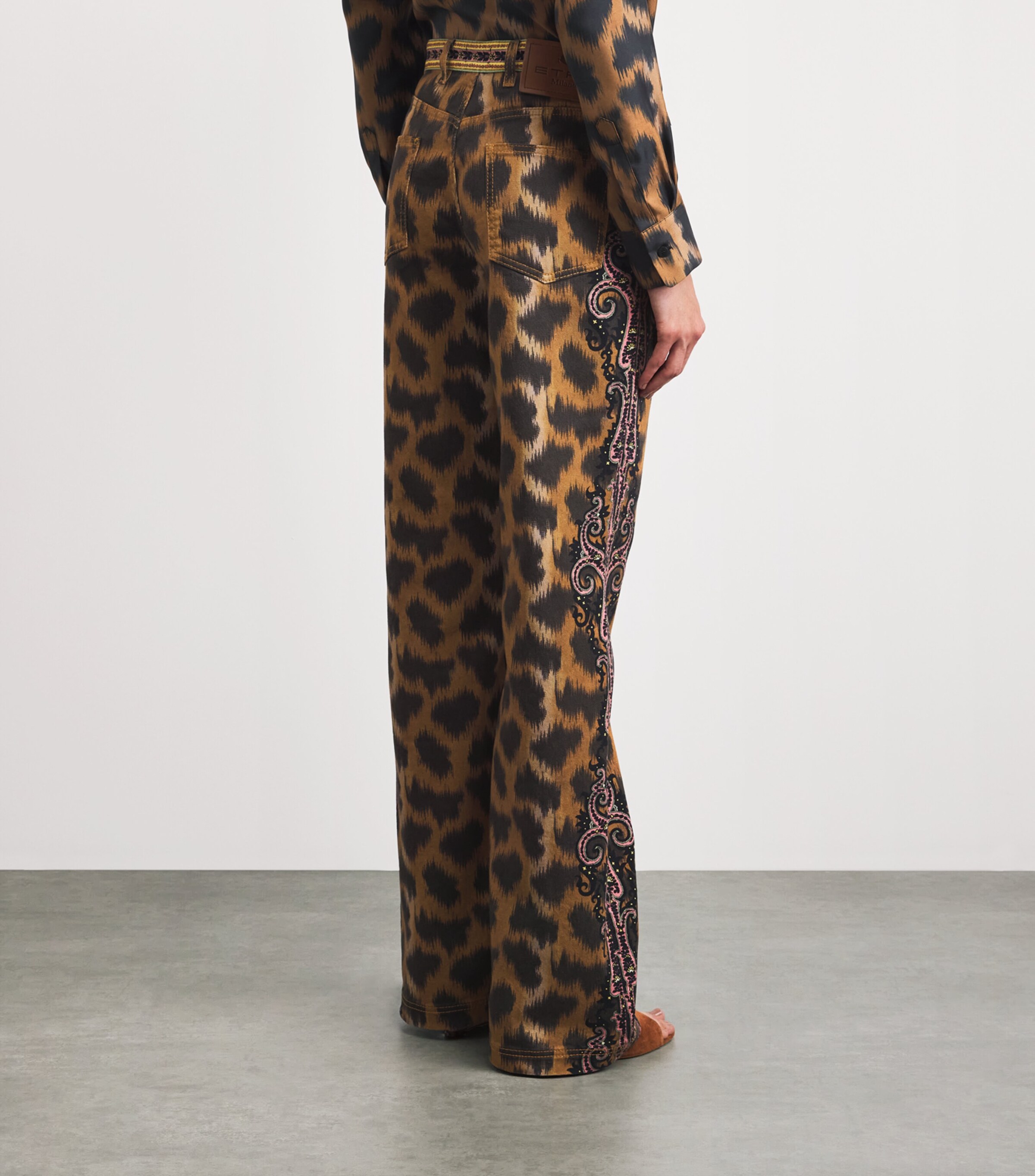 Etro Womens Printed Wide-Leg Jeans Image 5