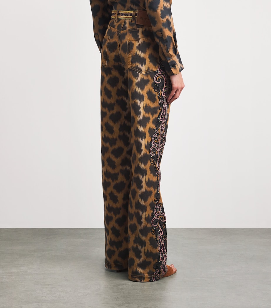 Etro Womens Printed Wide-Leg Jeans Image 5