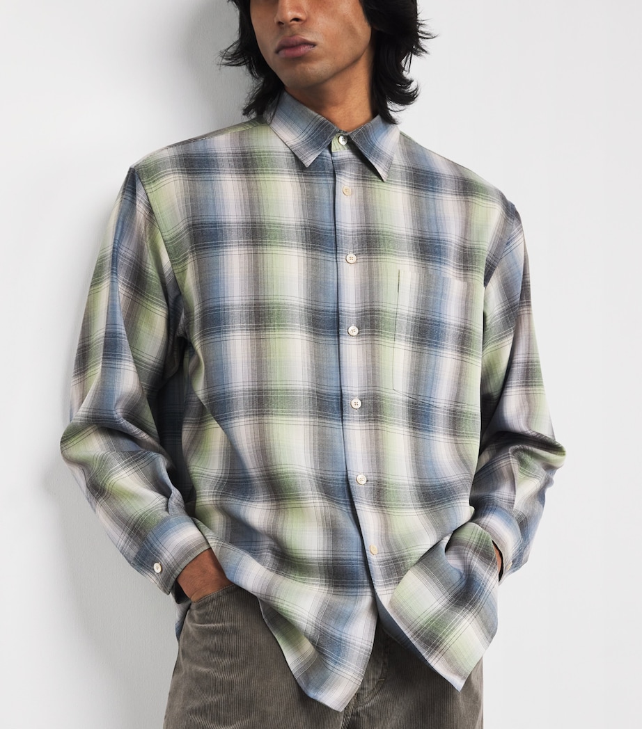 Wool Check Shirt BLUE GREEN CHECK Image 6