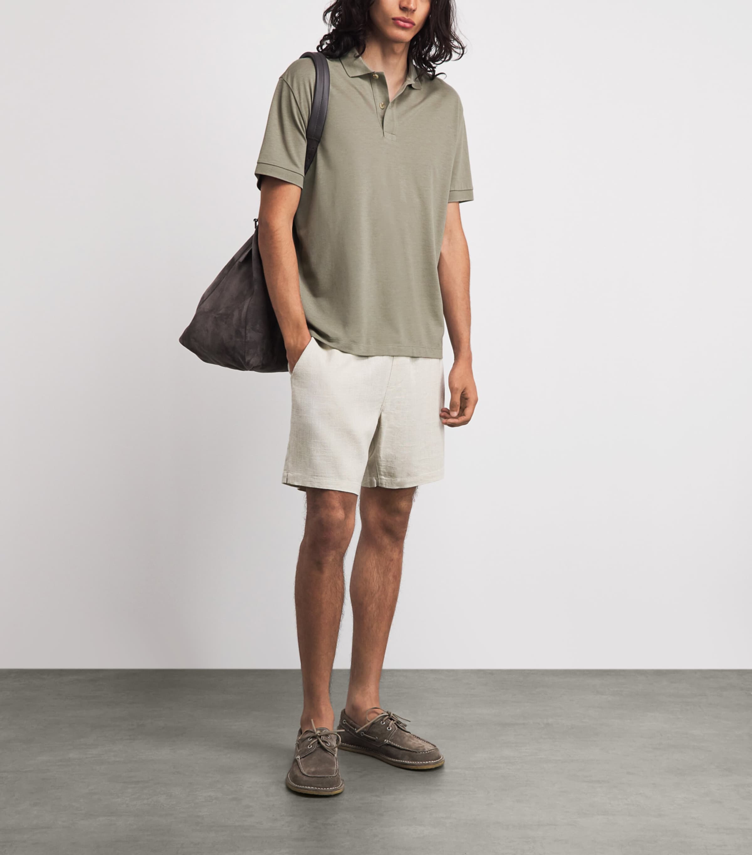 7 For All Mankind Mens Short-Sleeve Polo Shirt Green Image 2