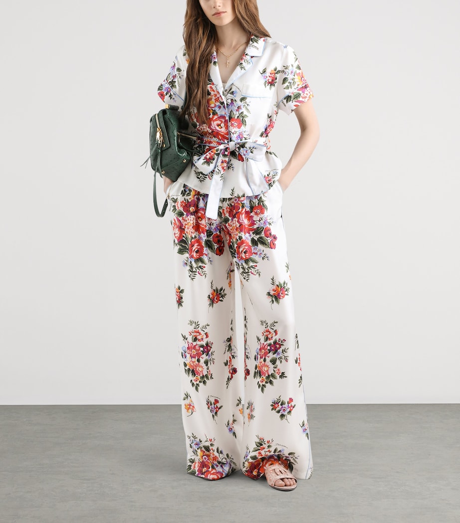 Dolce&Gabbana Womens Satin Floral Drawstring Trousers Mazz Image 2